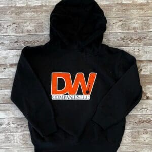 A black colored DW kids Light weight Hoodie