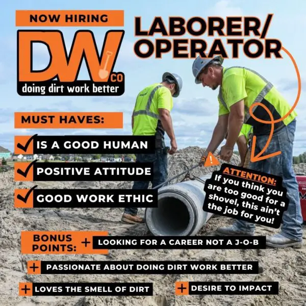 A poster advertising laborer / operator positions.